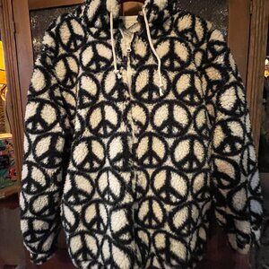 PacSun Black and White Peace Fleece - Back to School!